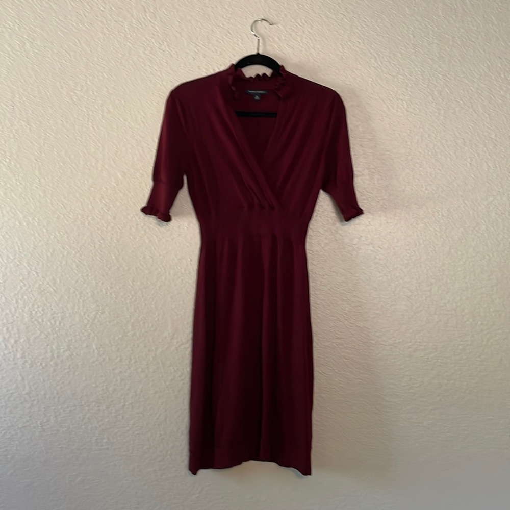 Banana Republic Medium Maroon Above Elbow Extra Fine Merino Wool Dress